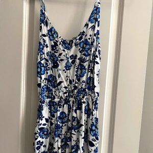 Blue and White Floral Romper